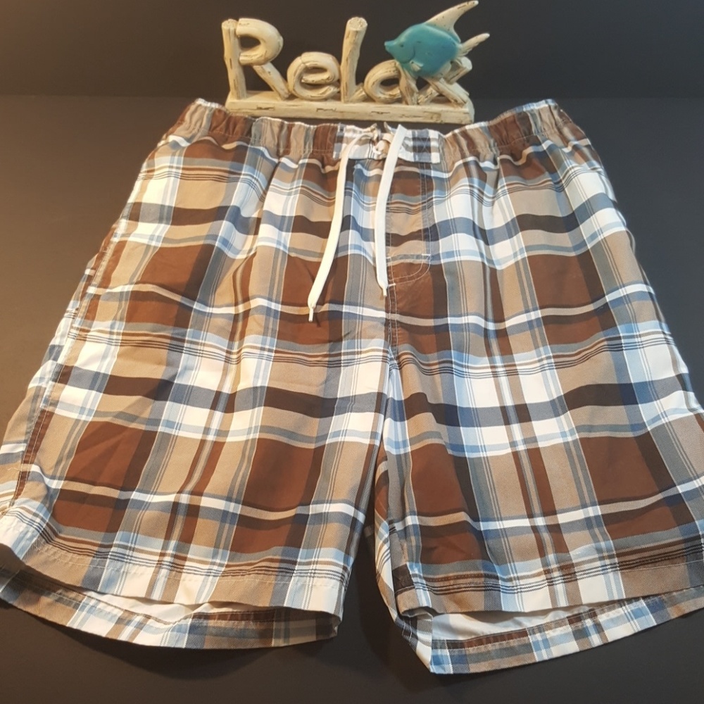 Authentic Consensus Mens Plaid Swim Trunks
